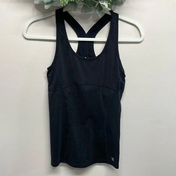 Champion Performance Black Racerback Tank Built In Bra Back Keyhole Opening S - Picture 1 of 13